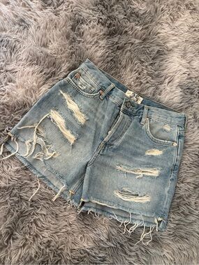 Dell Light Blue Distressed Denim Shorts